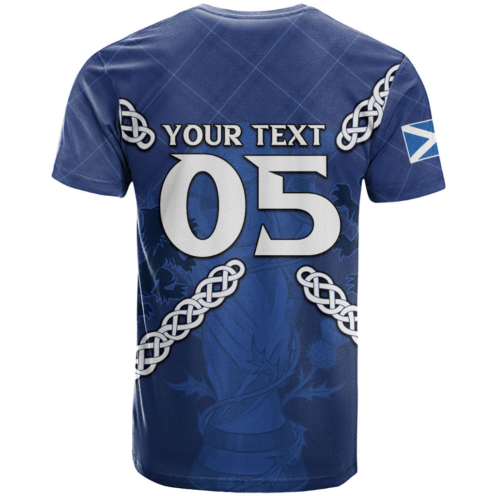 Custom Scotland Football T Shirt Saltire Celtic Knot Lion Rampant