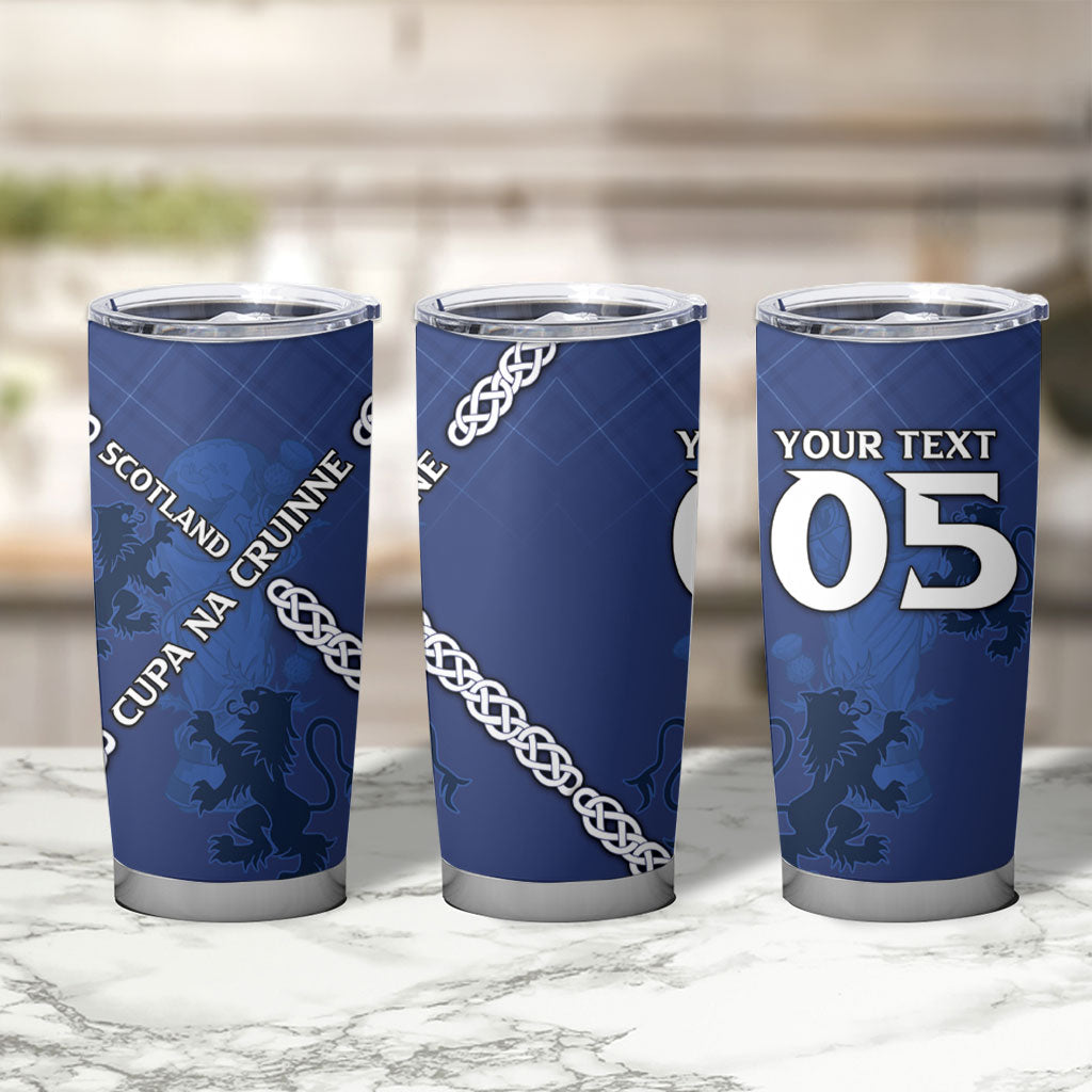 Custom Scotland Football Tumbler Cup Saltire Celtic Knot Lion Rampant