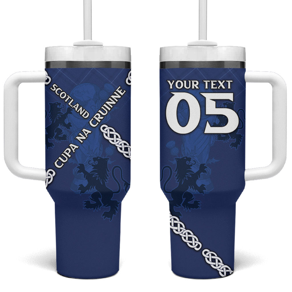 Custom Scotland Football Tumbler With Handle Saltire Celtic Knot Lion Rampant