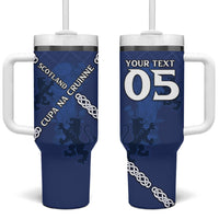 Custom Scotland Football Tumbler With Handle Saltire Celtic Knot Lion Rampant