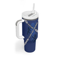 Custom Scotland Football Tumbler With Handle Saltire Celtic Knot Lion Rampant