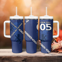 Custom Scotland Football Tumbler With Handle Saltire Celtic Knot Lion Rampant