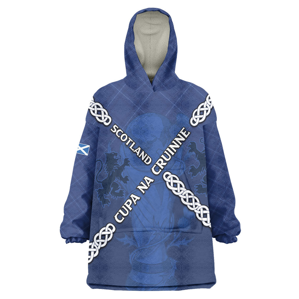 Custom Scotland Football Wearable Blanket Hoodie Saltire Celtic Knot Lion Rampant