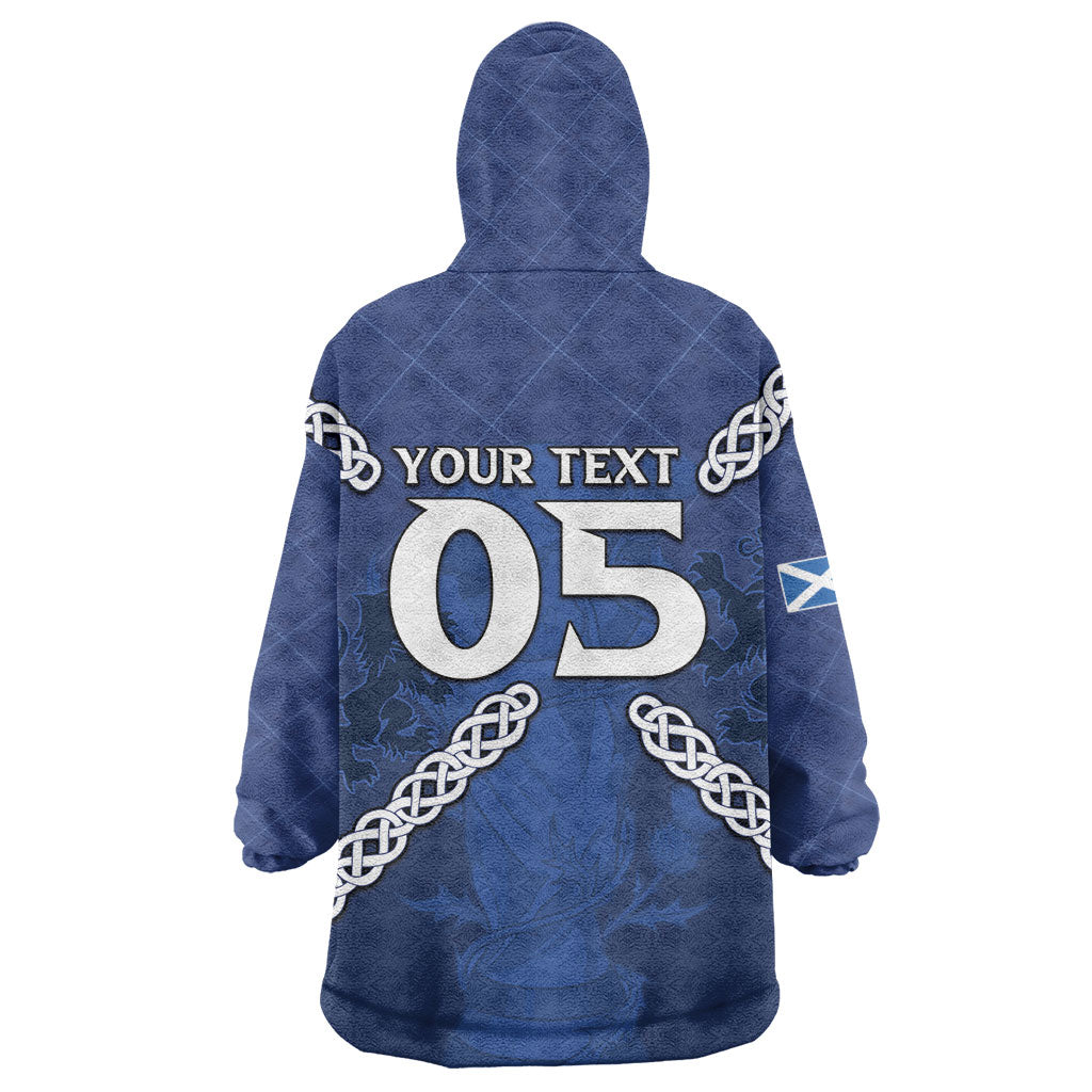 Custom Scotland Football Wearable Blanket Hoodie Saltire Celtic Knot Lion Rampant