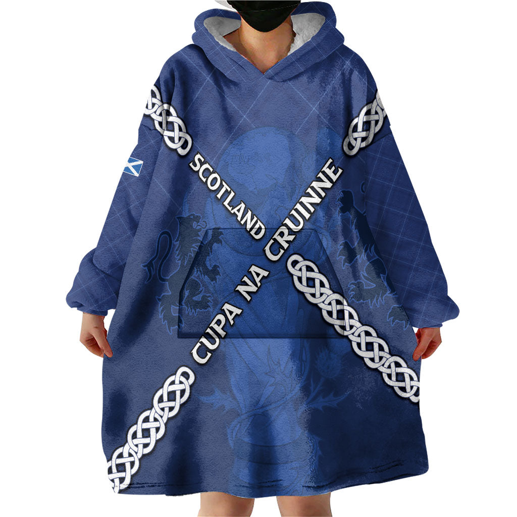 Custom Scotland Football Wearable Blanket Hoodie Saltire Celtic Knot Lion Rampant