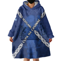Custom Scotland Football Wearable Blanket Hoodie Saltire Celtic Knot Lion Rampant