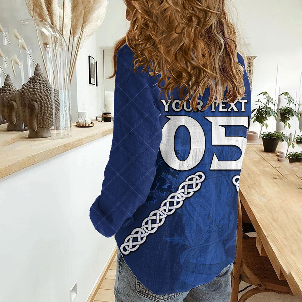 Custom Scotland Football Women Casual Shirt Saltire Celtic Knot Lion Rampant