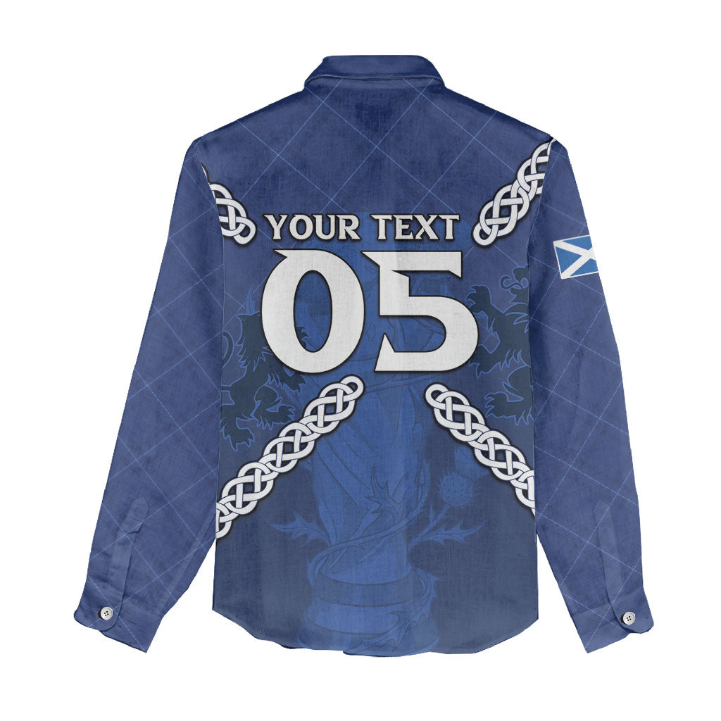 Custom Scotland Football Women Casual Shirt Saltire Celtic Knot Lion Rampant