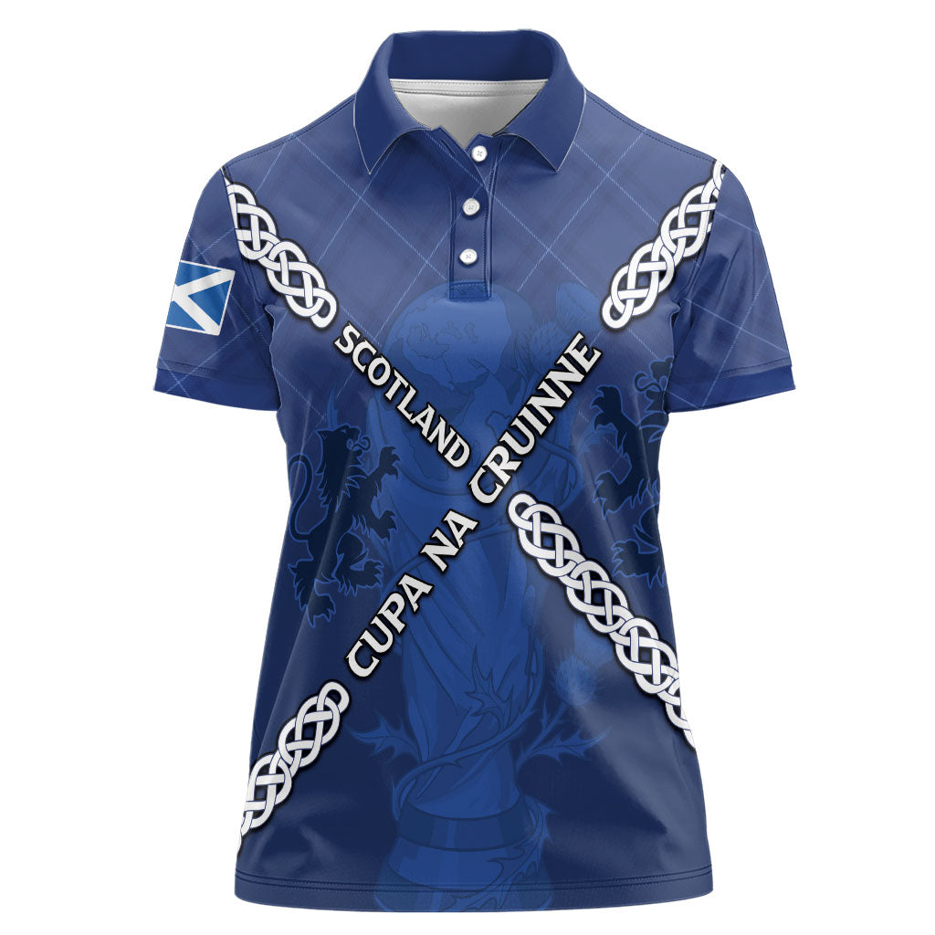 Custom Scotland Football Women Polo Shirt Saltire Celtic Knot Lion Rampant
