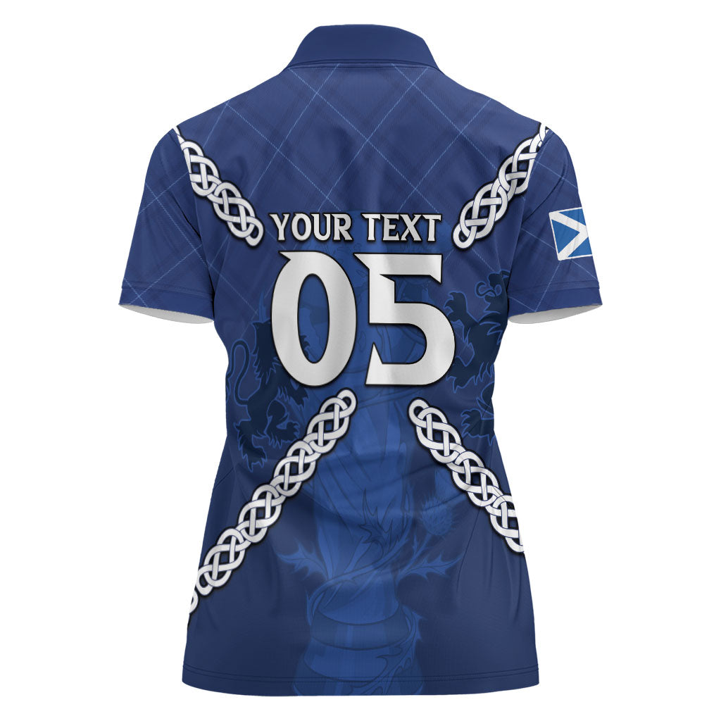 Custom Scotland Football Women Polo Shirt Saltire Celtic Knot Lion Rampant