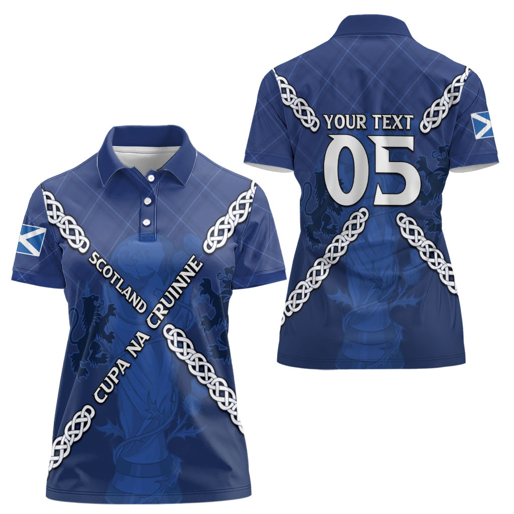 Custom Scotland Football Women Polo Shirt Saltire Celtic Knot Lion Rampant