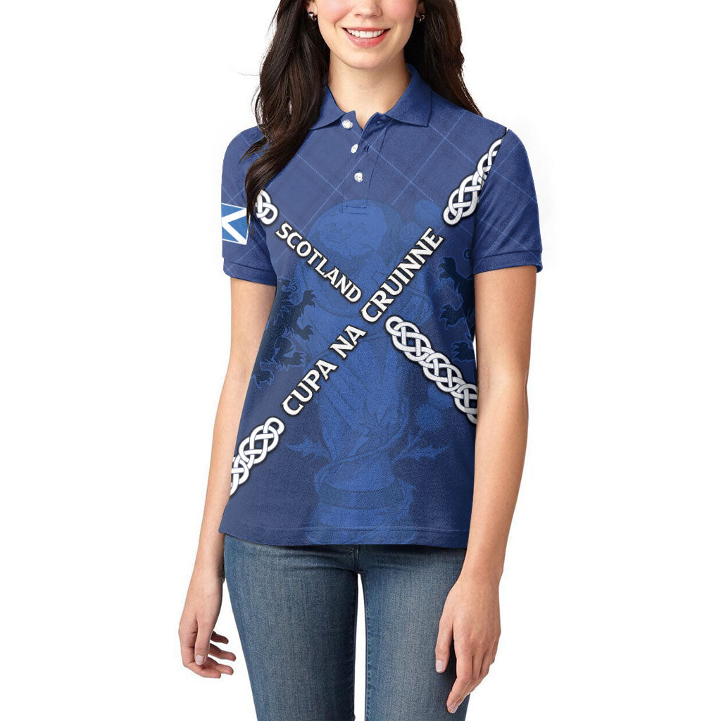 Custom Scotland Football Women Polo Shirt Saltire Celtic Knot Lion Rampant