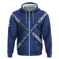 Custom Scotland Football Zip Hoodie Saltire Celtic Knot Lion Rampant