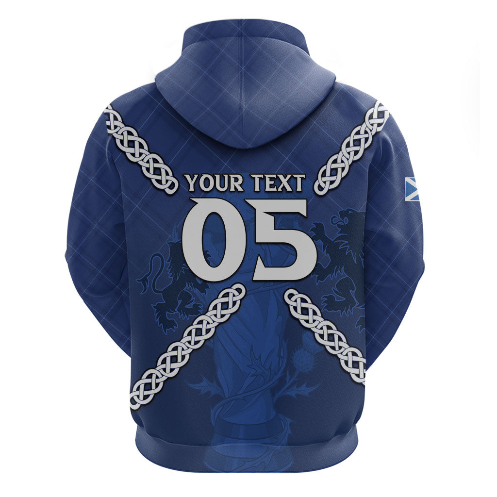 Custom Scotland Football Zip Hoodie Saltire Celtic Knot Lion Rampant