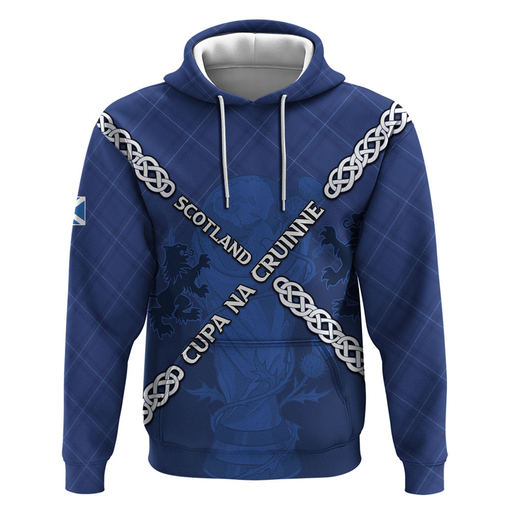 Custom Scotland Football Zip Hoodie Saltire Celtic Knot Lion Rampant