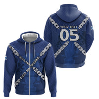 Custom Scotland Football Zip Hoodie Saltire Celtic Knot Lion Rampant