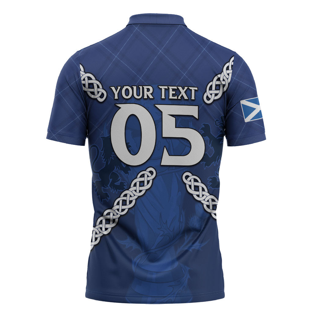 Custom Scotland Football Zipper Polo Shirt Saltire Celtic Knot Lion Rampant