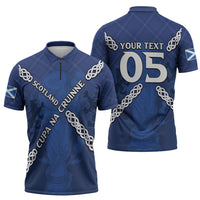 Custom Scotland Football Zipper Polo Shirt Saltire Celtic Knot Lion Rampant