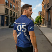 Custom Scotland Football Zipper Polo Shirt Saltire Celtic Knot Lion Rampant