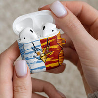 Argentina And Spain Football AirPods Case Split Flag Golden Trophy Grunge