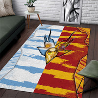 Argentina And Spain Football Area Rug Split Flag Golden Trophy Grunge