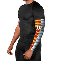 Custom Argentina And Spain Football Arm Sleeves Split Flag Golden Trophy Grunge
