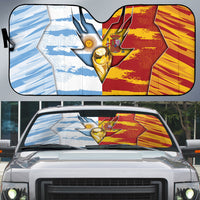 Argentina And Spain Football Auto Sun Shade Split Flag Golden Trophy Grunge