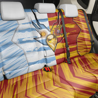 Argentina And Spain Football Back Car Seat Cover Split Flag Golden Trophy Grunge
