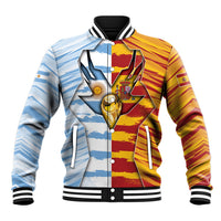 Custom Argentina And Spain Football Baseball Jacket Split Flag Golden Trophy Grunge