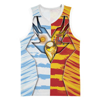 Custom Argentina And Spain Football Basketball Jersey Split Flag Golden Trophy Grunge