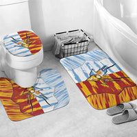 Argentina And Spain Football Bathroom Set Split Flag Golden Trophy Grunge
