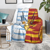 Argentina And Spain Football Blanket Split Flag Golden Trophy Grunge