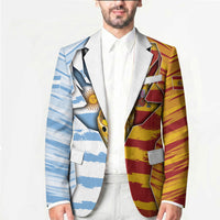 Custom Argentina And Spain Football Blazer Split Flag Golden Trophy Grunge