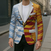Custom Argentina And Spain Football Blazer Split Flag Golden Trophy Grunge
