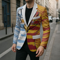 Custom Argentina And Spain Football Blazer Split Flag Golden Trophy Grunge
