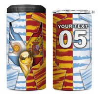 Custom Argentina And Spain Football 4 in 1 Can Cooler Tumbler Split Flag Golden Trophy Grunge