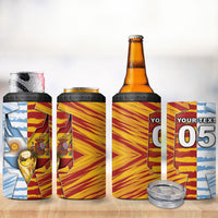Custom Argentina And Spain Football 4 in 1 Can Cooler Tumbler Split Flag Golden Trophy Grunge