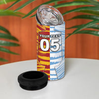 Custom Argentina And Spain Football 4 in 1 Can Cooler Tumbler Split Flag Golden Trophy Grunge