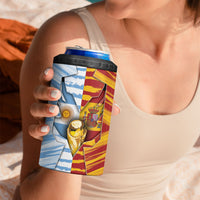 Custom Argentina And Spain Football 4 in 1 Can Cooler Tumbler Split Flag Golden Trophy Grunge