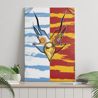 Argentina And Spain Football Canvas Wall Art Split Flag Golden Trophy Grunge