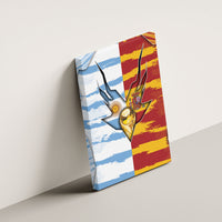 Argentina And Spain Football Canvas Wall Art Split Flag Golden Trophy Grunge