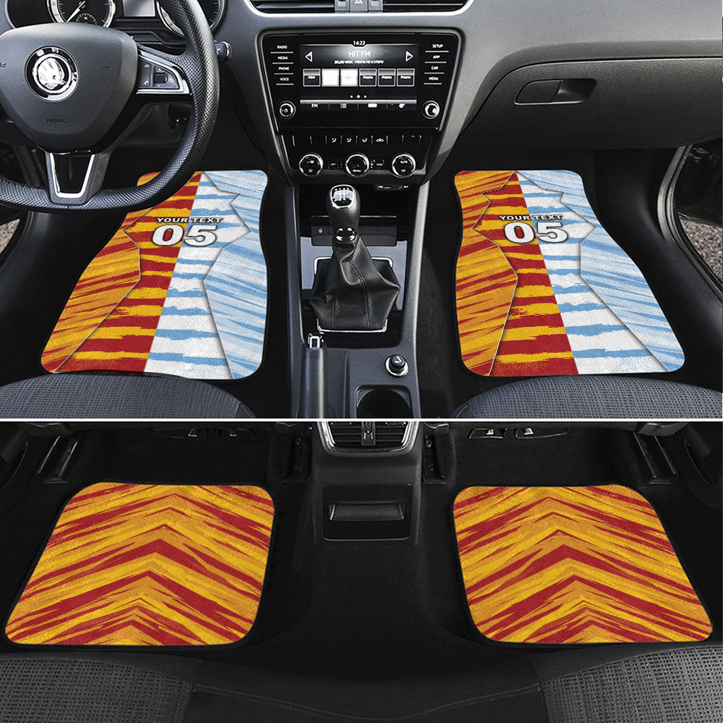 Custom Argentina And Spain Football Car Mats Split Flag Golden Trophy Grunge