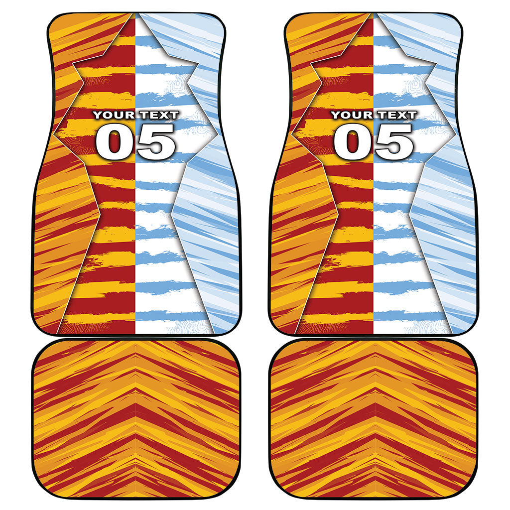 Custom Argentina And Spain Football Car Mats Split Flag Golden Trophy Grunge