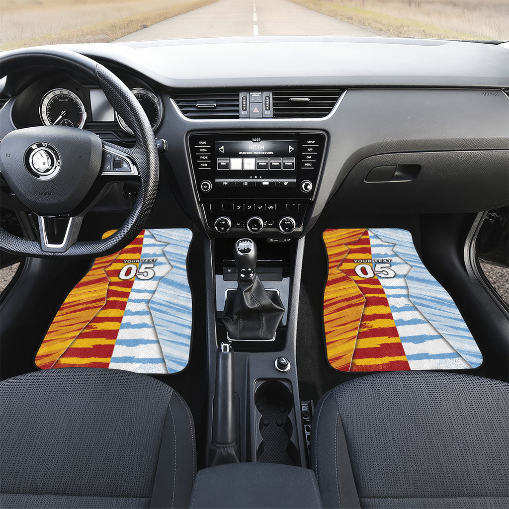 Custom Argentina And Spain Football Car Mats Split Flag Golden Trophy Grunge