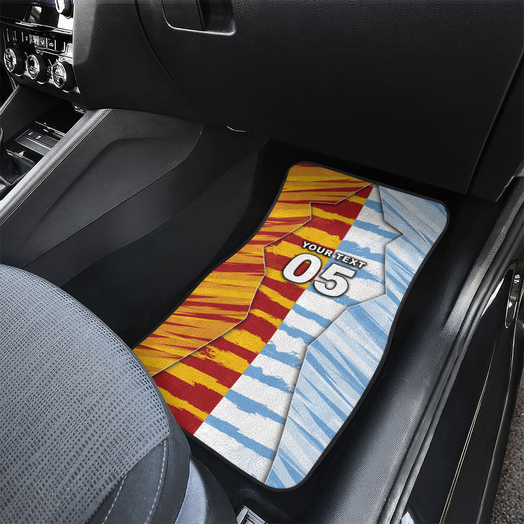 Custom Argentina And Spain Football Car Mats Split Flag Golden Trophy Grunge