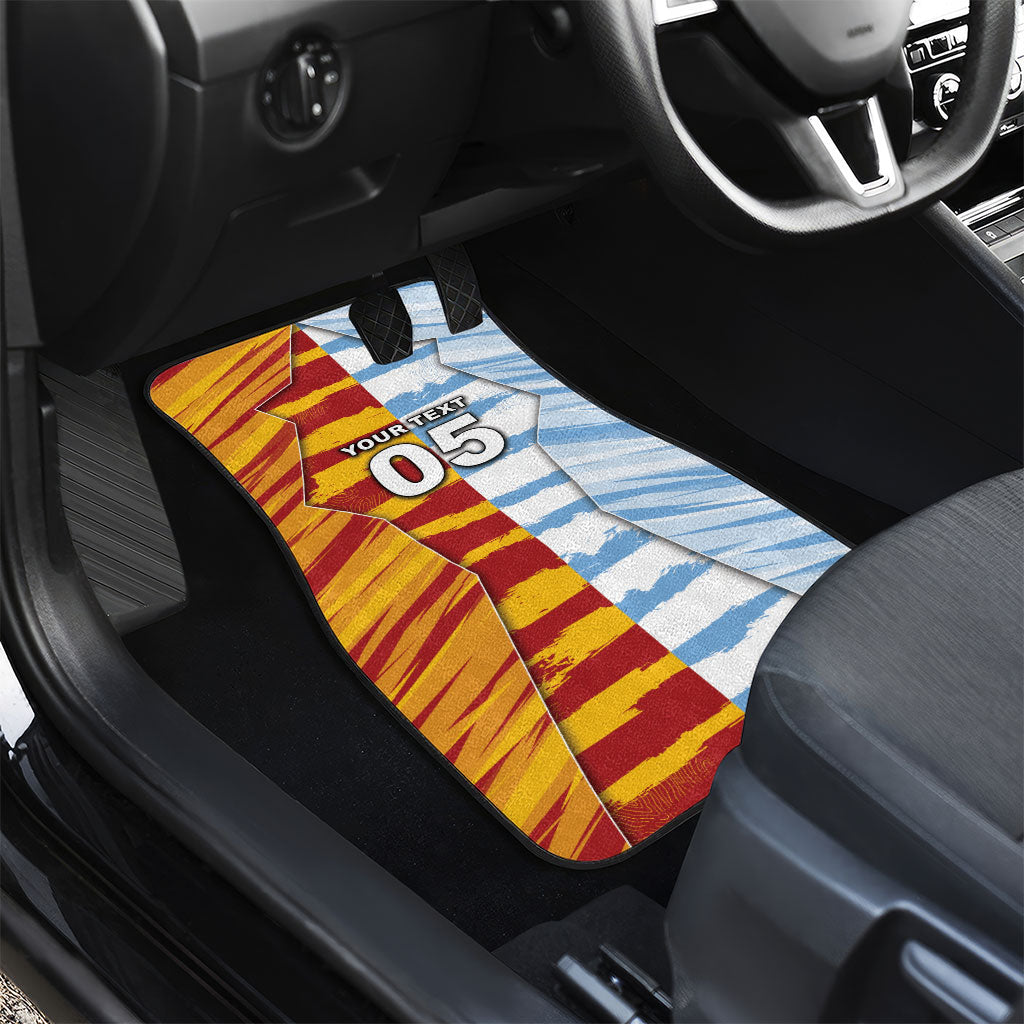 Custom Argentina And Spain Football Car Mats Split Flag Golden Trophy Grunge