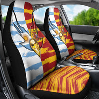 Argentina And Spain Football Car Seat Cover Split Flag Golden Trophy Grunge