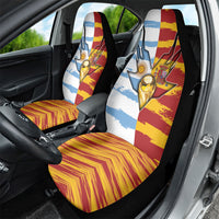 Argentina And Spain Football Car Seat Cover Split Flag Golden Trophy Grunge