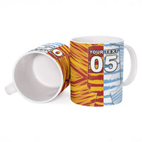 Custom Argentina And Spain Football Ceramic Mug Split Flag Golden Trophy Grunge