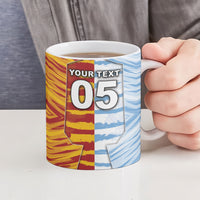 Custom Argentina And Spain Football Ceramic Mug Split Flag Golden Trophy Grunge